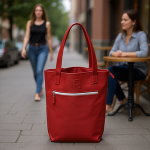 Bolso Tote para Mujer Fana Lorena, Cuero Vacuno Rojo, Cierre con Cremallera, Estilo Simple, Uso Diario - Product Image 2