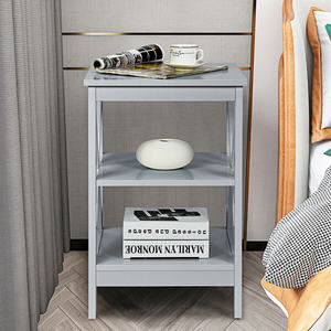 Mesa Consola de Almacenamiento DB de 3 Niveles con Diseño en X, Madera Gris, Muebles Modernos para Sala de Estar - Product Image 4
