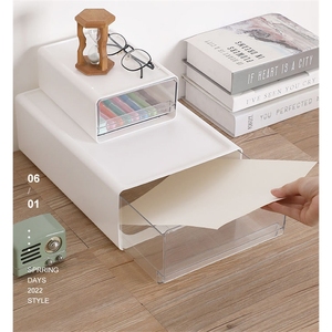 Tiroirs de rangement, organisateur de bureau, support pour documents et articles divers, boîte de rangement de cosmétiques, armoire de bureau à domicile, papeterie empilable - Product Image 4
