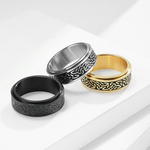 <b>Celtic</b> Knot Titanium Steel Rotating <b>Ring</b> Black Unisex Wedding Band 8mm Width - Product Image 2