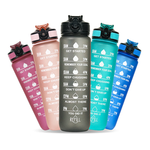 BPA Free Tritan Plastic 32oz Motivational Fitness Sports <strong>Water</strong> <strong>Bottle</strong> With <strong>Time</strong> Marker Leakproof Safe Flip Top Cap - Product Image 4