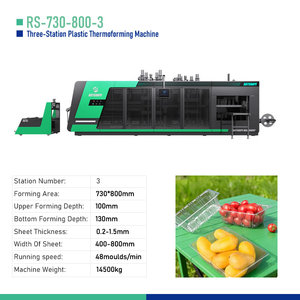 Machine voor het maken van plastic taartdozen, machine voor het maken van plastic lunchboxen, machine voor het maken van plastic bekerdeksels, 3-station thermoformmachine - Product Image 2