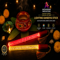 Bâtons lumineux Dandiya multicolores à LED, allumage/extinction automatique, rechargeables par USB, 7 couleurs LED, pompons en soie vibrants, pour la danse Garba et la danse de nuit