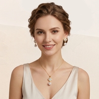 Parure de bijoux de luxe imitation perles, collier et boucles d'oreilles tendance en zircon en forme de croix et de fleur, cadeau pour femme, idéal pour mariage