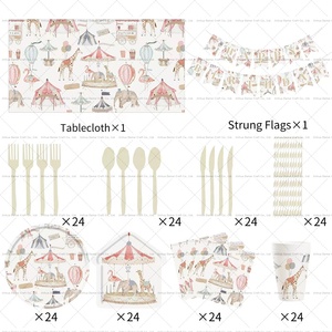 Juego de Vajilla Desechable DAMIA con Diseño de Animales, Platos de Papel para Fiestas de Cumpleaños, Decoraciones para Mesa - Product Image 4