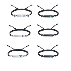 Pulsera de ceniza de cubo de cristal de piedra natal con cuerda tejida ajustable, joyería conmemorativa de cremación, recuerdo funerario de amante - Product Image 1