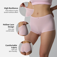 SK1320 Culotte Boxer Confortable Taille Moyenne avec Dentelle Sexy et Élégante, 76% Polyamide / 24% Élasthanne, S'adapte à Tous les Corps