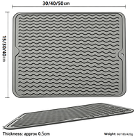 Tapis de séchage de vaisselle rectangulaire en silicone de 5 mm d'épaisseur, résistant à la chaleur, antidérapant, pour comptoir de cuisine, réutilisable, pour évier et table