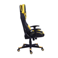 Chaise de Gamer Moderne Personnalisée avec Repose-Pieds Ergonomique, Design Chinois, Noir et Jaune, en Maille et Cuir, Matériaux en Fer avec Construction Métallique