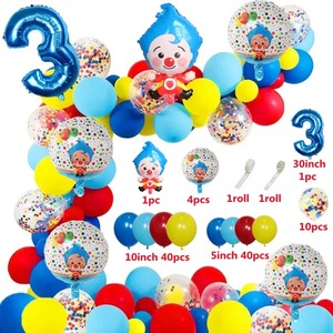 Kit de Guirnalda de Arco de <span class=keywords><strong>Payaso</strong></span> <span class=keywords><strong>Plim</strong></span> de 98 Piezas con Globos Metálicos de Número y Globos de Látex para Decoraciones de Fiesta de Cumpleaños Juguetes para Niños Baby Shower - Product Image 4