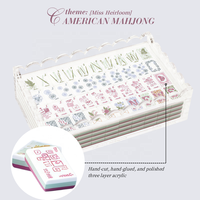 Jeu de Mahjong Américain Moderne de Luxe en Acrylique Gravé Double Face à Trois Couches, 160 Pièces, Emballage Personnalisé, Divertissement pour 4 Personnes