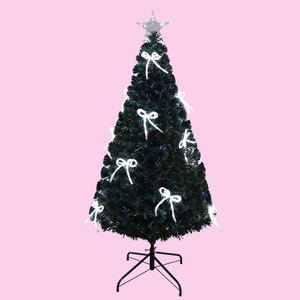 Árbol de Navidad Artificial de Fibra Óptica Preiluminado de 1.5 m con Estrella en la Punta, Luces LED de Mariposa, Decoración Interior Ecológica de Alta Calidad - Product Image 1