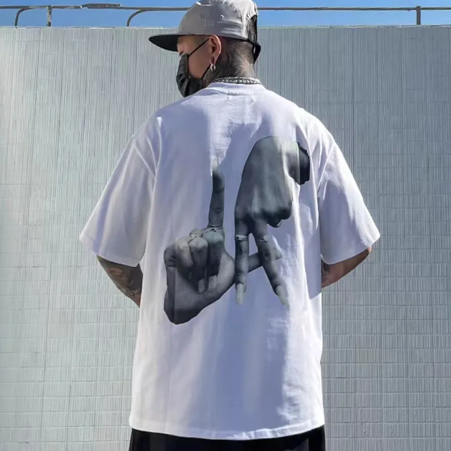 American West Coast classique Los Angeles LA empreinte digitale style chicano hip hop rap grande taille T-shirt à manches courtes