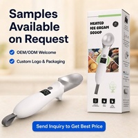 Cuchara Eléctrica para Helado con Calefacción, Cabeza de Aleación de Aluminio con Revestimiento Cerámico, Pantalla Digital de Temperatura y Batería, Apagado Automático