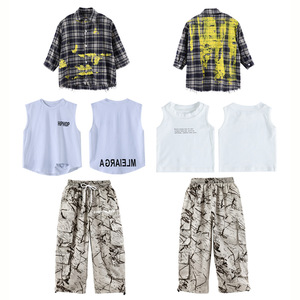 Vêtements de danse de rue pour enfants, ensemble chemise hip-hop cool et stylé pour garçon, costume de performance hip-hop pour fille - Product Image 5