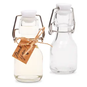 2oz 60ml Mini Clear Swing Top Glass Bottles Storage Bottles with Personalized Label Tags and String for Crafts