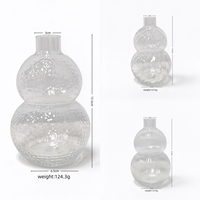Vase en verre bulle gourd vintage personnalisé, martelé, côtelé, à motif tourbillonnant, pour bourgeons, esthétique, centre de table de mariage, décoration intérieure