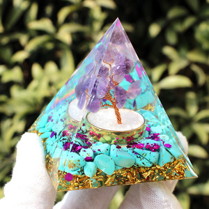 <b>Crystal</b> Epoxy Pyramid Amethyst <b>Tree</b> Turquoise Resin Decor Home Decoration - Product Image 2