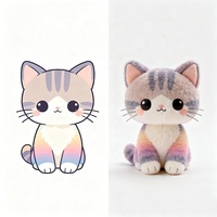Boneka Kucing Baru yang Menggemaskan, Bordir Ombre Custom, Bahan Katun PP Super Lembut, Ramah Lingkungan, OEM ODM, Boneka Isi Lembut untuk Anak-anak