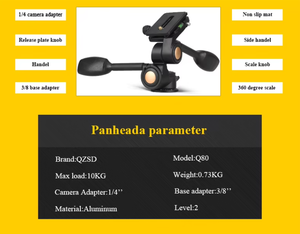 Tête panoramique inclinable et orientable QZSD Q80 à trois voies avec amortissement, charge utile de 10 kg, pour trépied et monopode - Product Image 5