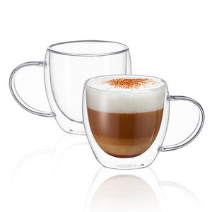 Cnglass Chất Lượng Cao Nhà Máy Trực Tiếp 250Ml Handmade Rõ Ràng Đôi Tường Thủy Tinh Borosilicate Cà Phê Espresso Cup Với Xử Lý - Product Image 3