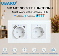 Prise électrique Zigbee UBARO, prise murale européenne Schuko, chargeur USB-A USB-C, panneau en verre, prise de courant, domotique