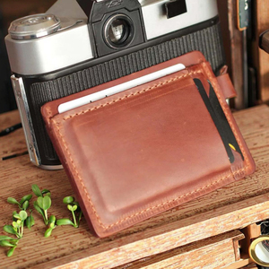 Dompet kunci kartu kulit sapi, gantungan kunci pria kartu hadiah, dompet kartu kredit untuk pria - Product Image 3