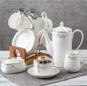 22pcs Hot selling coffee cup porcelain drinkware coffee mug set 22pcs ceramic tea set albert royal tea set