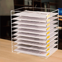 Organisateur de papeterie en acrylique Organisateur de bureau Porte-étagère à documents Trieur de papier transparent Plateau à lettres empilable en acrylique