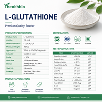 Poudre de L-Glutathion en vrac, haute pureté, blanche à presque blanche, poudre fine, Halal, Casher, certifiée ISO, matière première pour formule.