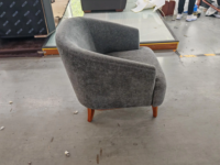 Fauteuil d'appoint moderne et durable, rembourré, avec dossier incurvé, tissu texturé, base en bois massif, pour salon ou chambre d'hôtel