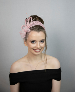 European and American Style <strong>Pink</strong> <strong>Fascinator</strong> <strong>Pink</strong> Wedding <strong>Fascinator</strong> Feather <strong>Headband</strong> for Women - Product Image 2