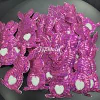 Vente en gros de patchs Lapin à paillettes de Pâques Mignon Chenille Lapin Rose Patchs à paillettes réversibles pour Chapeau Vêtements