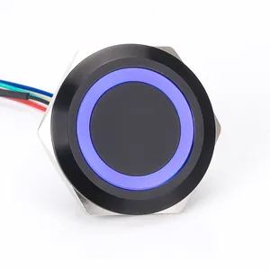 ABILKEEN New Product T Series 28mm Ultra-Thin Type Metal Push Button Switch Flat Head Momentary Push Button with LED Ring