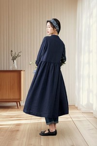 Women's Short Sleeve Knitted Linen/Cotton Eco-Friendly Breathable A-Line Maxi <b>Dress</b> with <b>Belt</b> Regular Fit - Product Image 6