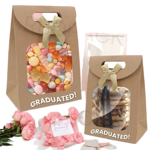 Biodegradable Rigid Flip-top Sticky Fastener Kraft Paper Packaging <b>Box</b> Transparent Window Portable Gift Food Packaging Handbag - Product Image 1