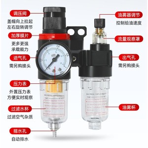 ชุดเตรียมลม Airtac พร้อมเกจวัดแรงดันและตัวแยกน้ำมัน-น้ำ สำหรับระบบลม - Product Image 2