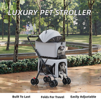 Poussette pliable de luxe légère pour chien, double couche, en tissu Teddy, réglable, en ABS écologique, pour voyage en extérieur, transporteur pour animaux de compagnie