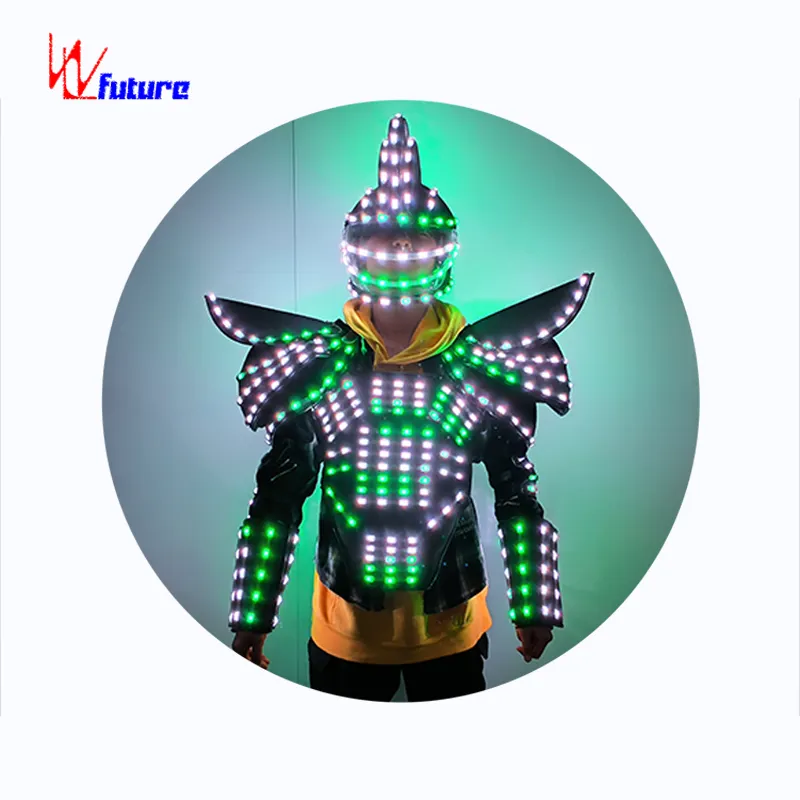 Full Color Programmable Motorcycle Luminous Jacket, LED Luminous Helmet Black 1 Piece Polyester Costumes Adults Baby Girls