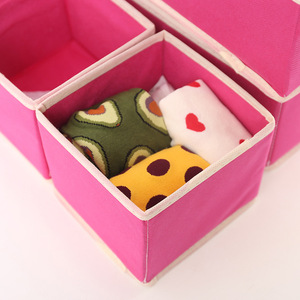 Clothing Organizer Storage Box Set Foldable Stackable Rectangular Underwear <b>Drawer</b> Organizer Solid Color Non Woven Fabric <b>6</b> - Product Image 4