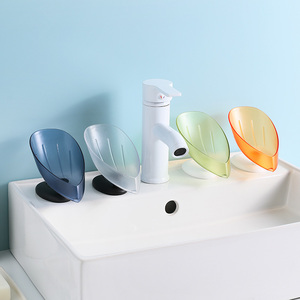 Bathroom Shower Soap Tilt Storage <b>Drying</b> <b>Rack</b> Plate Tray Non-slip Portable Leaf Shape Soap Dish Holder - Product Image 1
