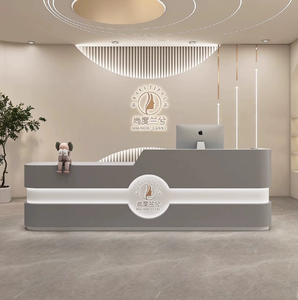 Modern <b>Simple</b> Wood Reception <b>Desk</b> for School Mall Beauty Salon Clothing Store Training Institution Hair Salon-White Adjustable - Product Image 6