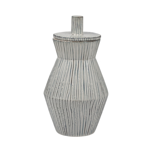 Vaso in ceramica con coperchio e design testurizzato per decorazioni per la casa e l'arredamento degli ambienti - Product Image 1