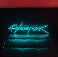 Décoration personnalisée Cyberpunk 2077 Neon Tide LED Atmosphère Lumière IP67 Corps en verre E-Sports Room Wall Hole Board Décoration pour salle de jeux