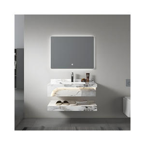 Juego de baño Premium con lavabo de cuarzo pulido Gabinete de <span class=keywords><strong>espejo</strong></span> LED <span class=keywords><strong>antivaho</strong></span> Bisagras de cierre suave - Product Image 2