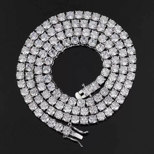 Homme Femme Hip Hop Tennis Collier Blanc Zircon Pleine Pierre Colliers pour Femmes Hommes Vintage Or Argent Couleur Chaîne Bijoux 24in - Product Image 4