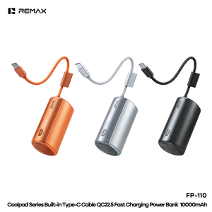 FP-110 Built-in Type-<b>C</b> Cable QC22.5 Fast <b>Charging</b> Power Bank 10000mAh Emergency Portable Banks FP-110 FP-110 - Product Image 1