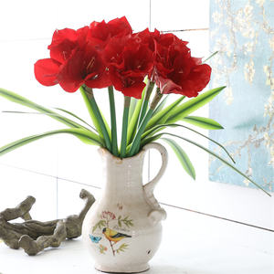 Vente chaude 3D Real Touch Rouge <span class=keywords><strong>Amaryllis</strong></span> Bulbes Plante Artificielle Fleur Tiges pour Mariage Nouvel An Noël Graduation Pâques - Product Image 1
