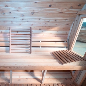 <span class=keywords><strong>Sauna</strong></span> de Barril para Exteriores de Cedro Rojo Occidental para 4 Personas con Vista Panorámica y Estufa de Leña - Product Image 5