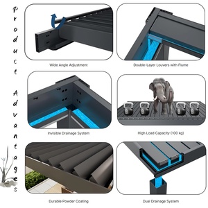 Pergola motorisée d'extérieur moderne Toit à persiennes en aluminium imperméable Pergola de jardin en métal <span class=keywords><strong>Couverture</strong></span> d'ombrage - Product Image 5